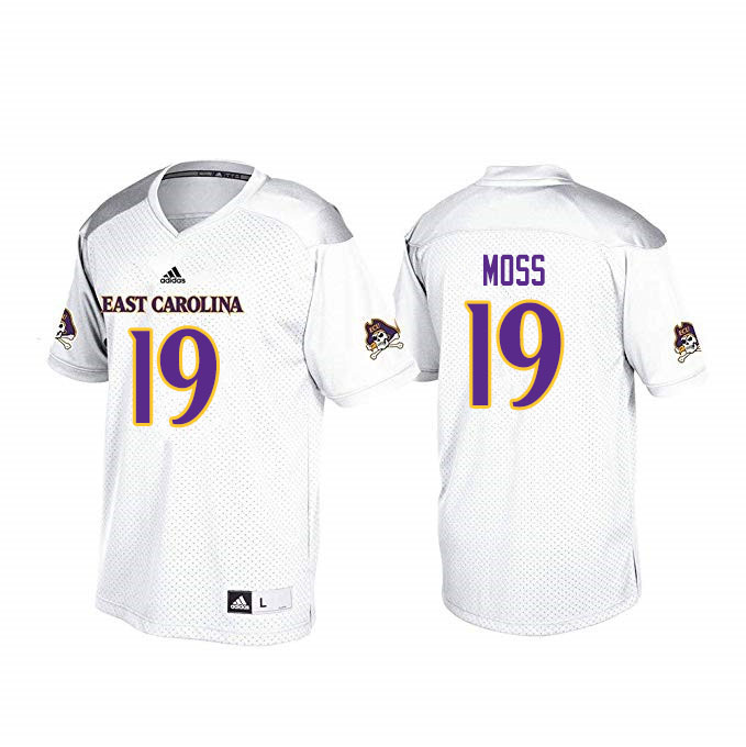 Men #19 Ty Moss ECU Pirates College Football Jerseys Sale-White